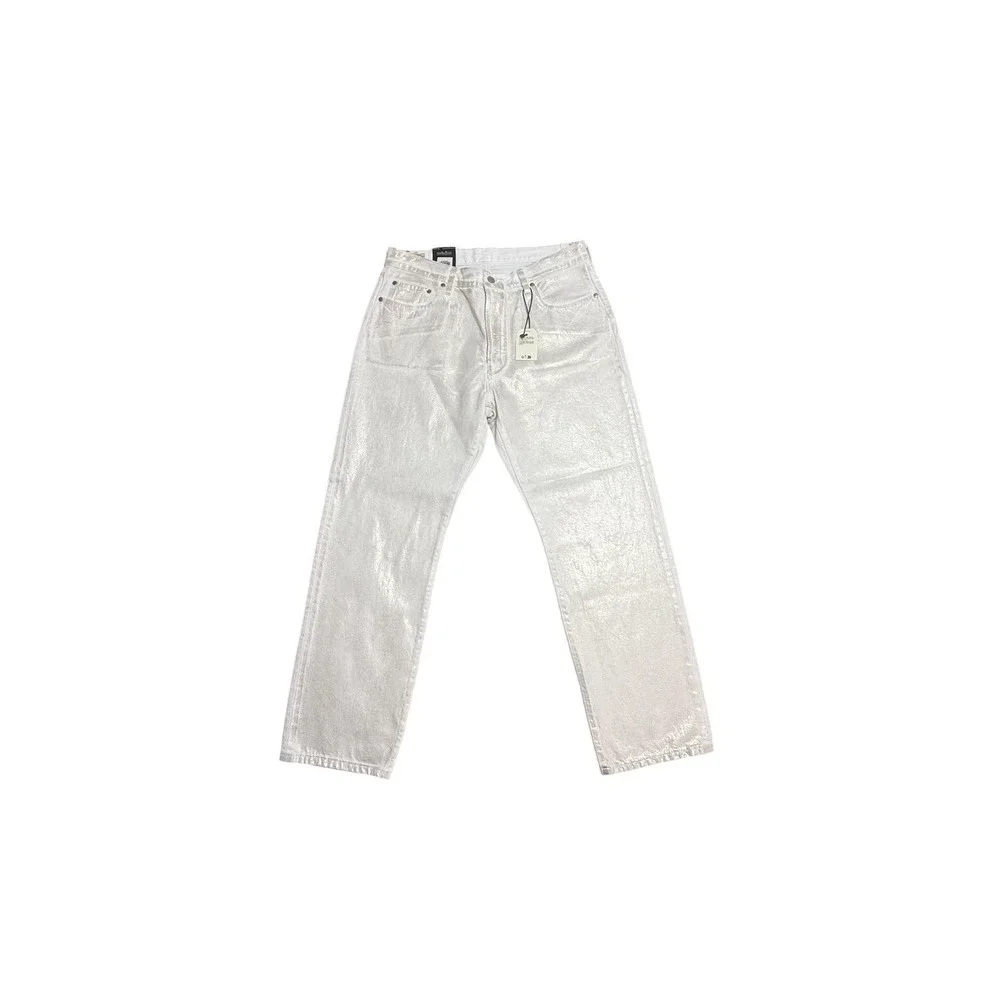 Levis‎ 501 90s Jeans Mens 33x30 White Denim Straight Metallic Gold Sparkle Shine